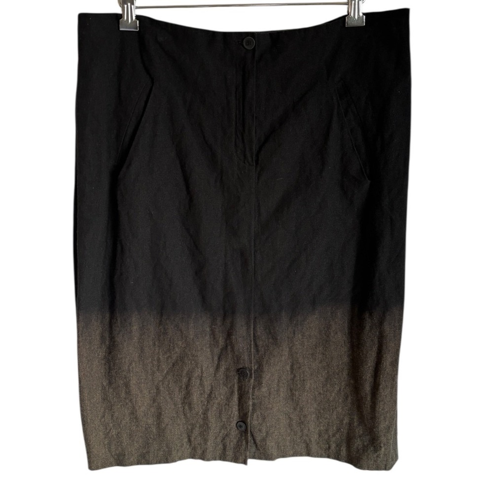 Annette Gortz Germany Womens New Wool Midi Skirt Black Ombre Button Front Sz 40